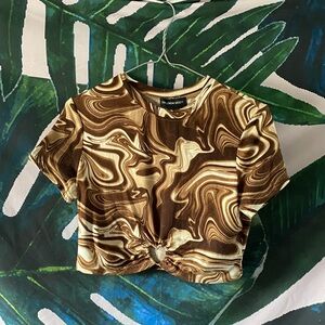 Brown Marble Crop Top